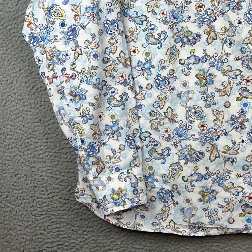 J Lawrence Khakis of Carmel Mens XL white Paisley AOP Floral Cotton Shirt Italy - Picture 9 of 15